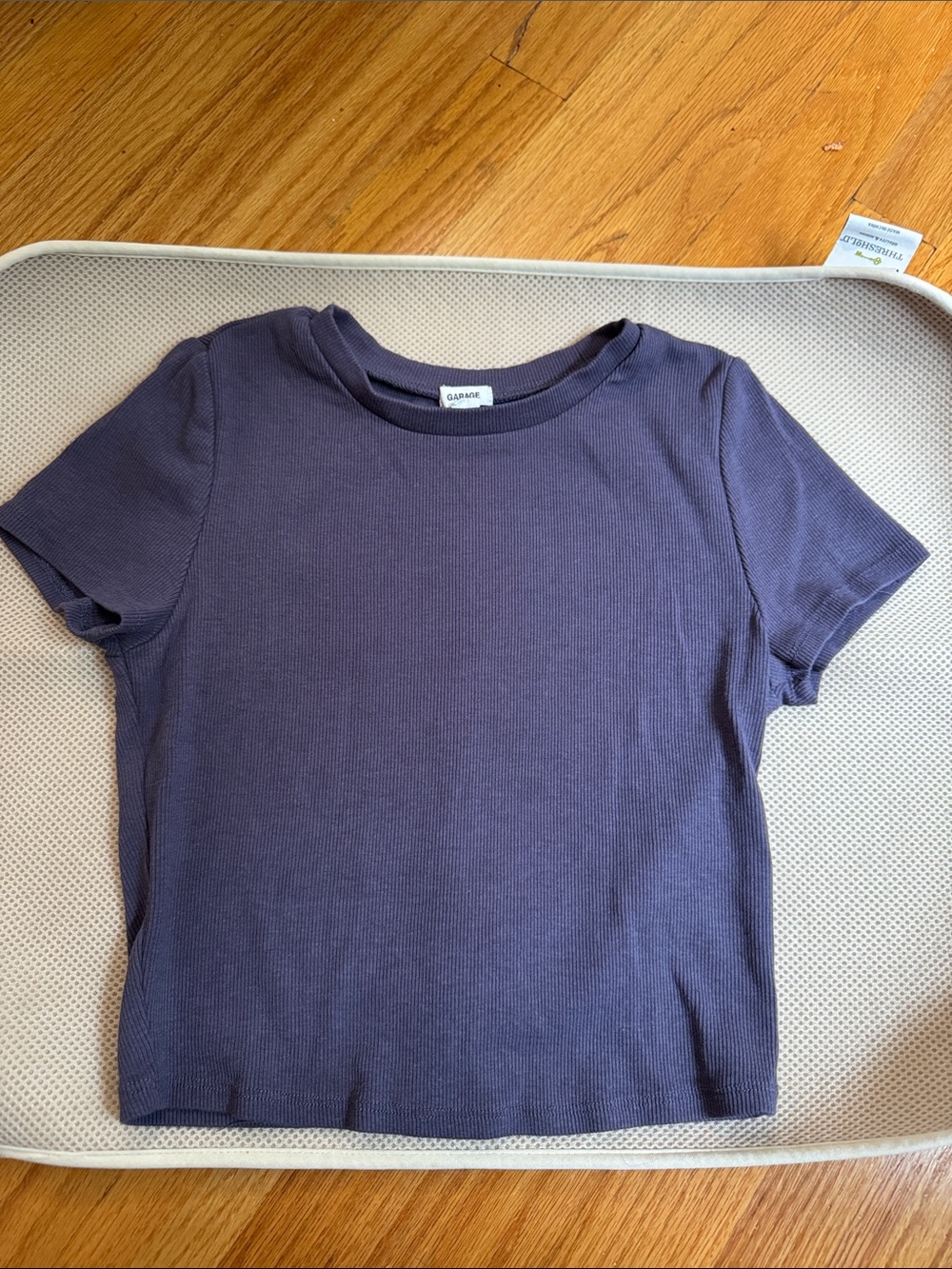 Garage Short Sleeve Ribbed cropped Tee - purple Sz M